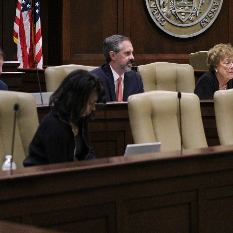 senator-clarke-tucker-senator-greg-leding-and-senator-jane-english-listening-to-a-report-during-the-alc-meeting-on-october-20-2023