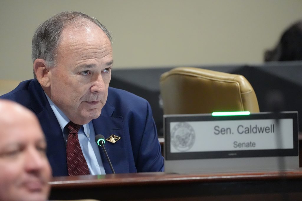 Senator Ronald Caldwell speaks during a committee meeting