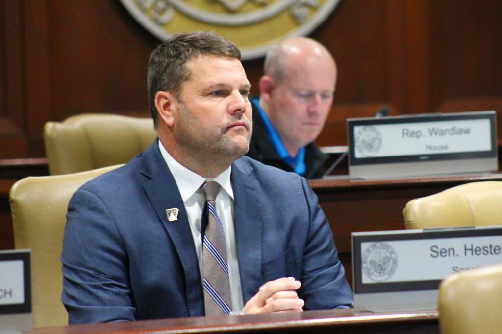 Senator Hester listens during a committee meeting