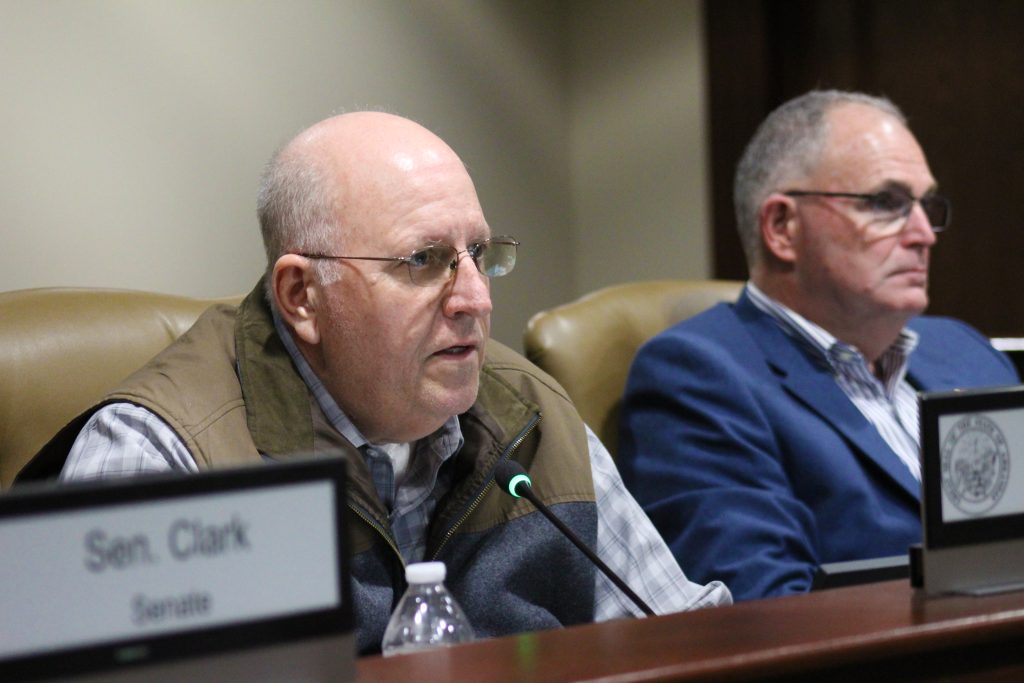 Senator Payton asks a question during a committee meeting