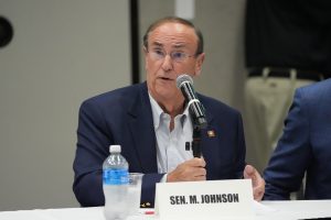 Senator Mark Johnson speaks during the meeting
