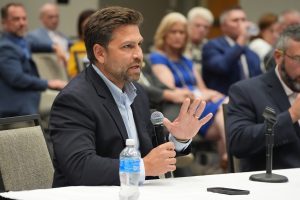 Senator Jonathan Dismang speaks during a committee meeting