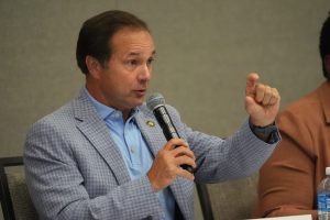 Senator speaks during the meeting